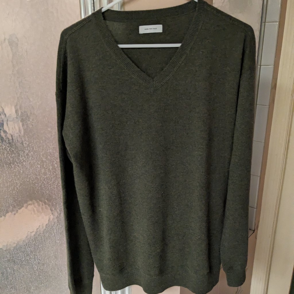 Made For Italic Green Marbled V Neck Cashmere Sweater Size Larger